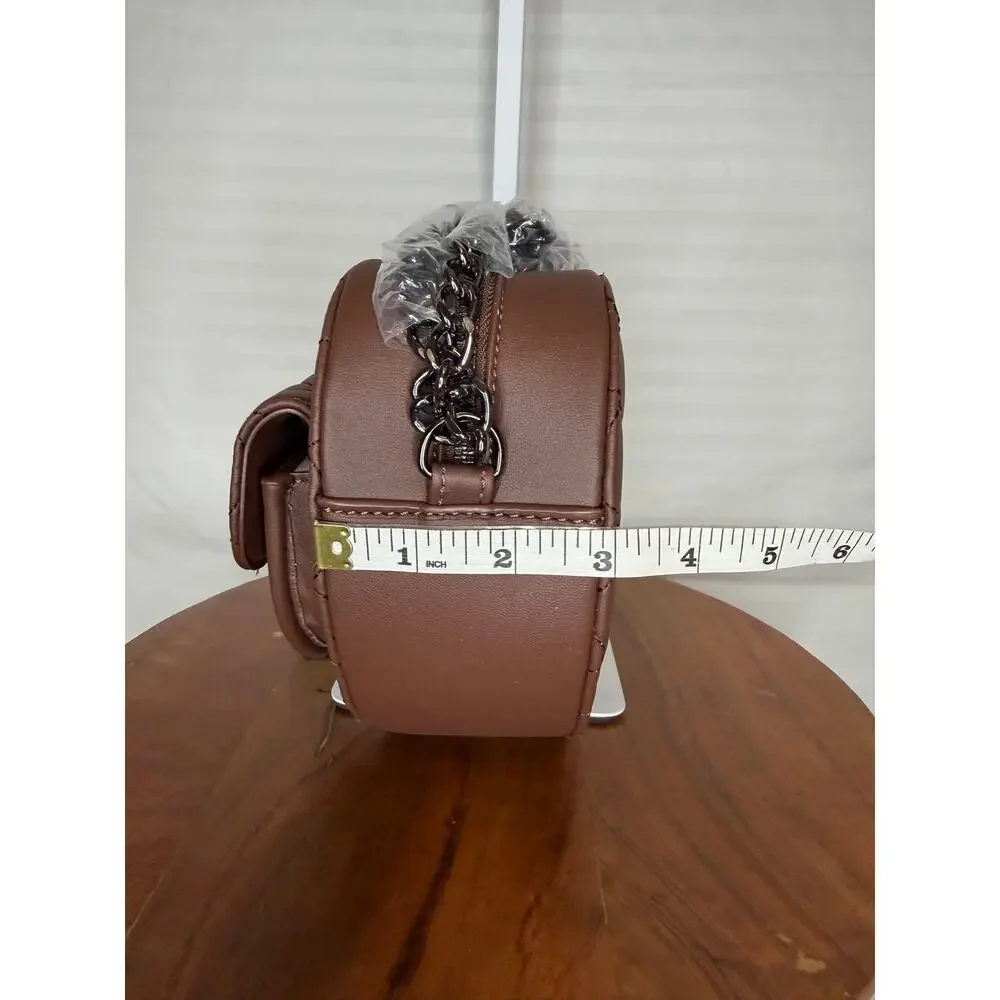 Valentino Orlandi Heart Crossbody MSRP $139 NWT Brown Quilted Vegan Leather